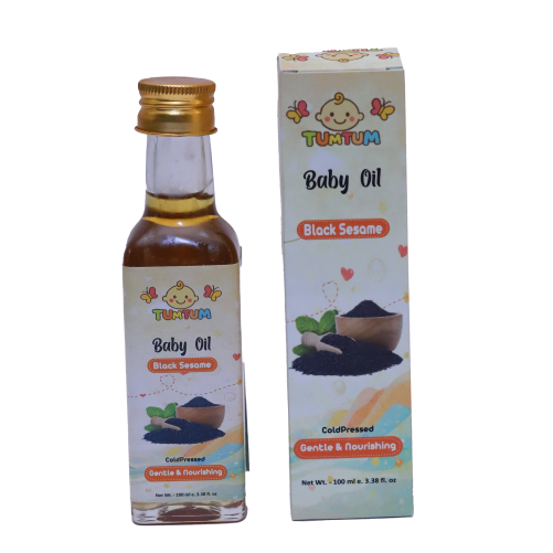 Tum Tum Black Sesame Oil for baby - Cold Pressed | 100% Pure & Natural Olive Oil for Baby Massage & Skin Care - 100 ml - Image 4