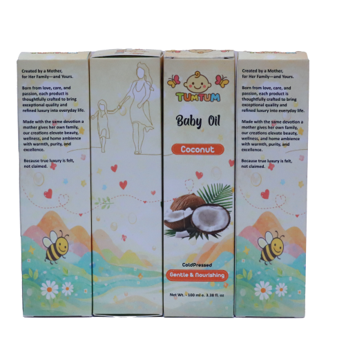 Tum Tum Virgin Coconut Oil – Cold Pressed  | 100% Pure & Natural Coconut Oil | Suitable for Baby Massage, Hair and Skin – 100 ml