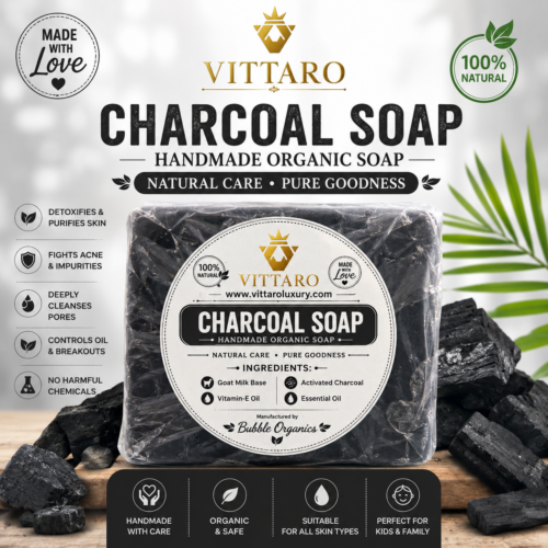 Vittaro Charcoal handmade Organic soap for men and Female