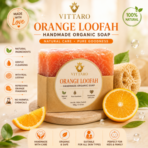 Vittaro Orange Loofah handmade Organic soap for men and Female