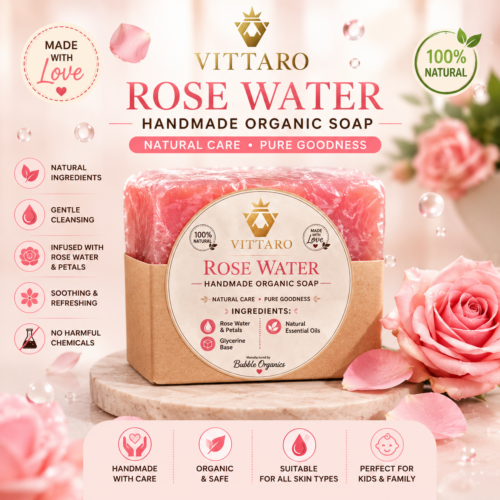 Vittaro Rose Water handmade Organic soap for men and Female